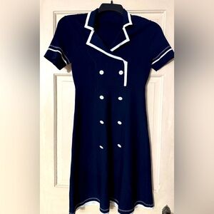 👠🗓️📎 🥂BACK TO WORK & LOOKING GREAT_Tailored Blue/White Styled Dress- Sz-M~Mint